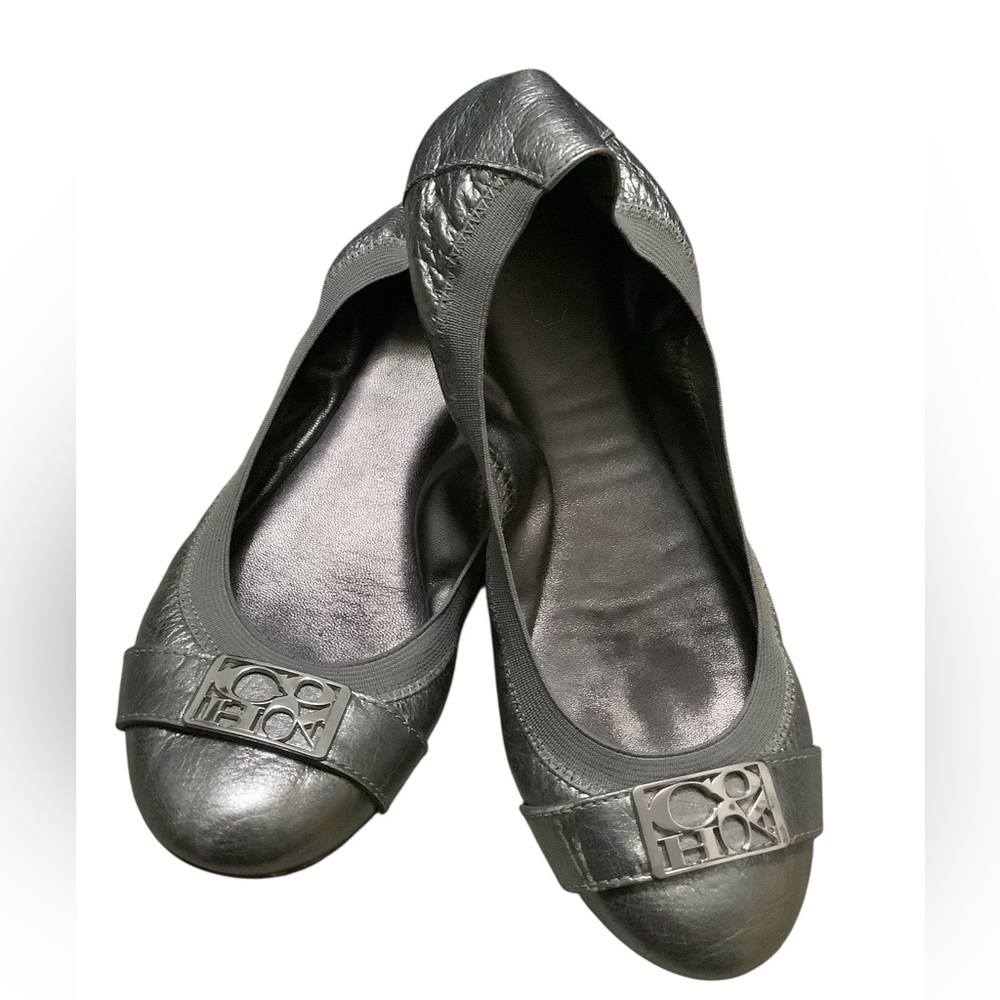 Coach Silver ballet leather flats